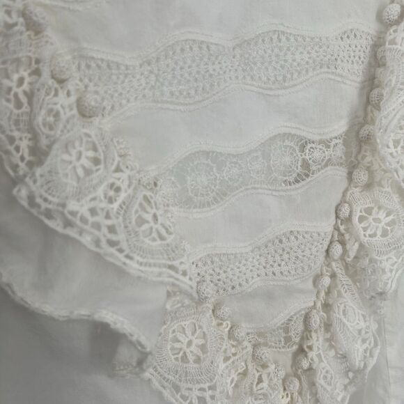 Ulla Johnson Deia Cotton Blouse Womens 2 Sleeveless Macrame Fringe Lace Detail - Picture 12 of 12